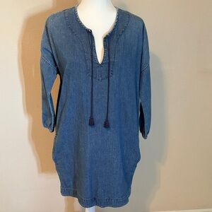 Madewell Denim Tunic Dress with Tassel Tie - Blue SZ S fits S-M